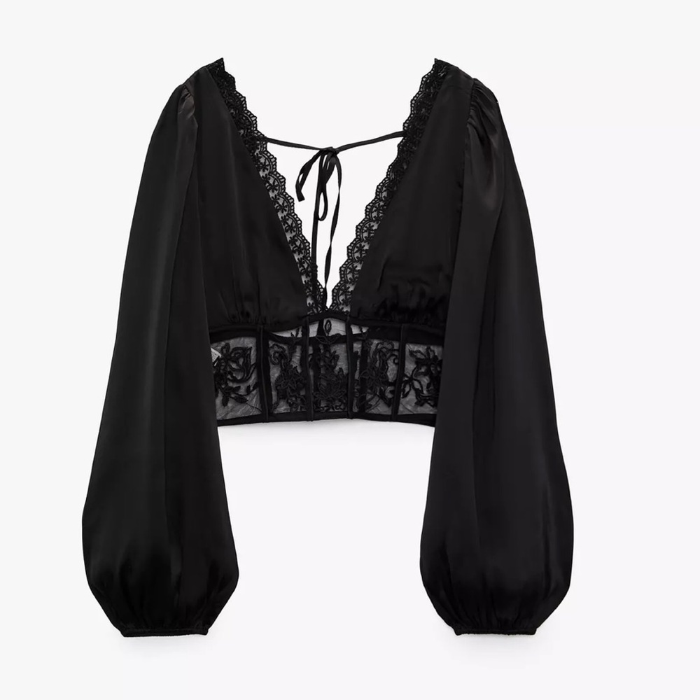 Zara Satin Effect Lace Top